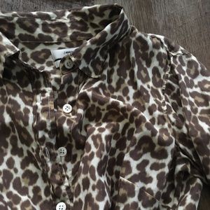 J. Crew Perfect button up leopard print blouse